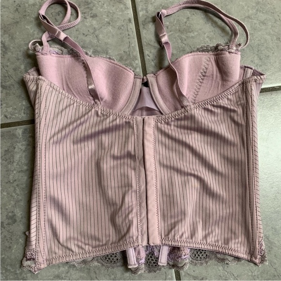 SATIN PURPLE STRIPE CORSET TOP - Picture 2 of 3